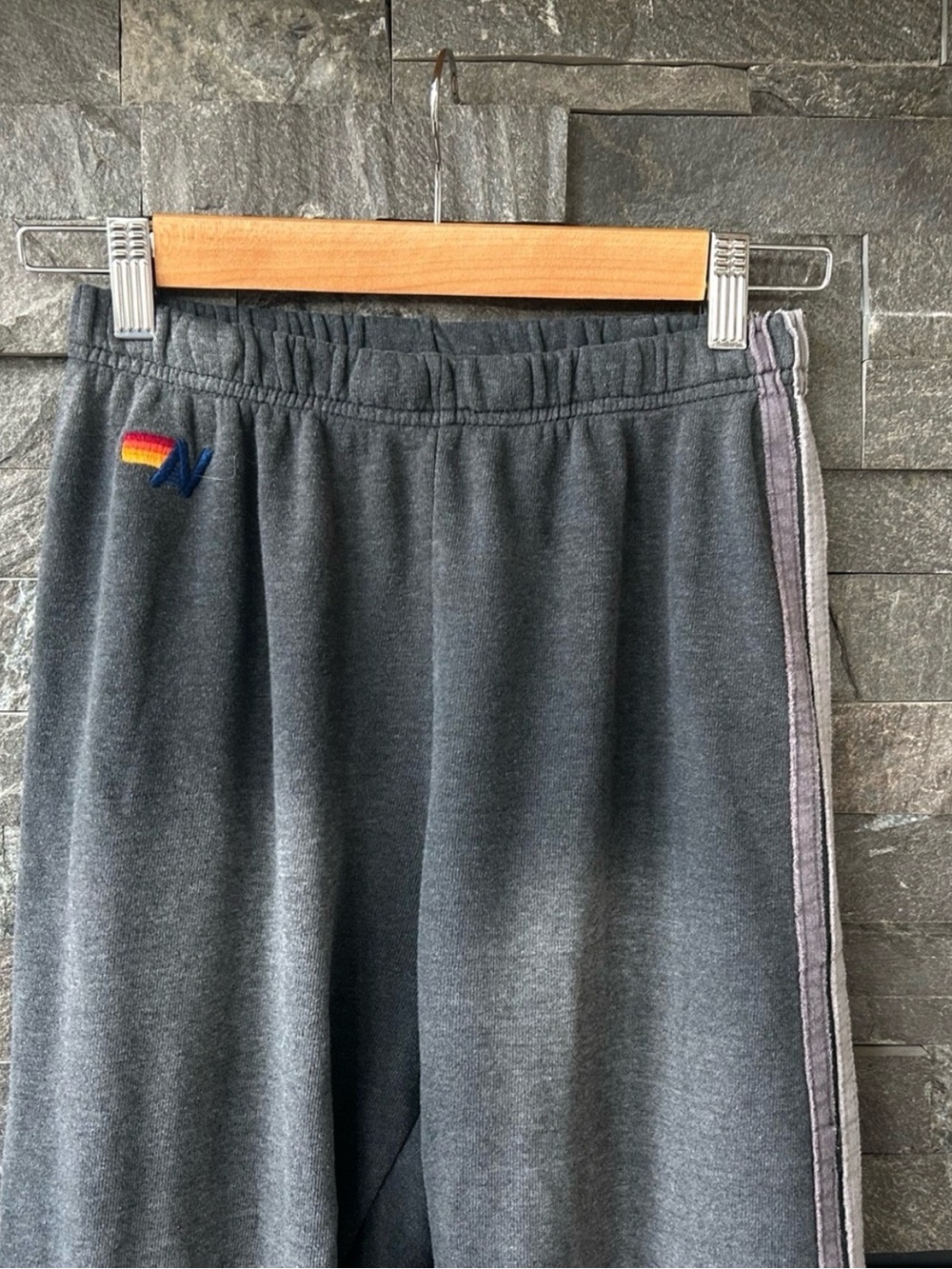 Aviator Nation 5 Stripe Joggers in Faded Smoke (Charcoal Grey) - Picture 3 of 7